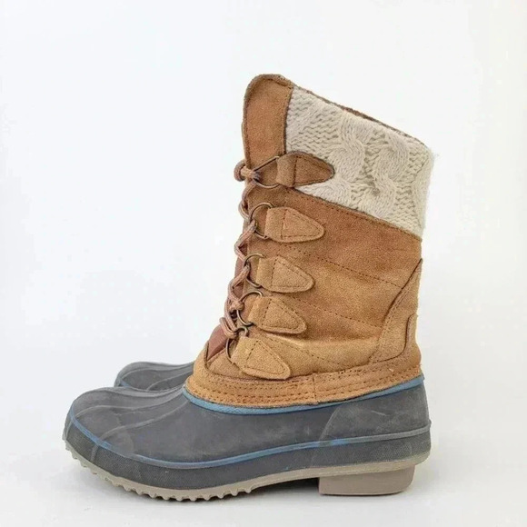 Khombu Cozy Crochet Knit Tall Duck Boots - 6.5 - Picture 4 of 9